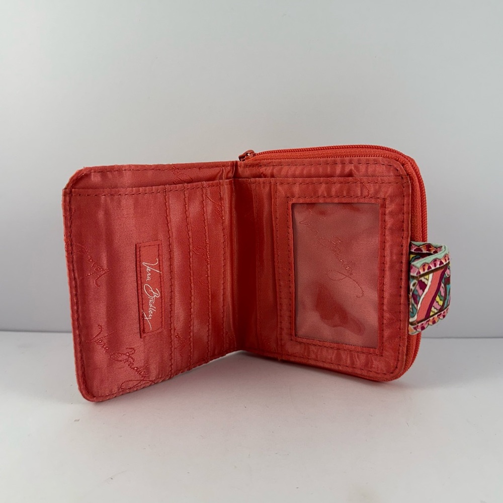 Vera Bradley Mini Snap Close Bifold Wallet Call Me Coral Pattern Rare Retired - Picture 3 of 6